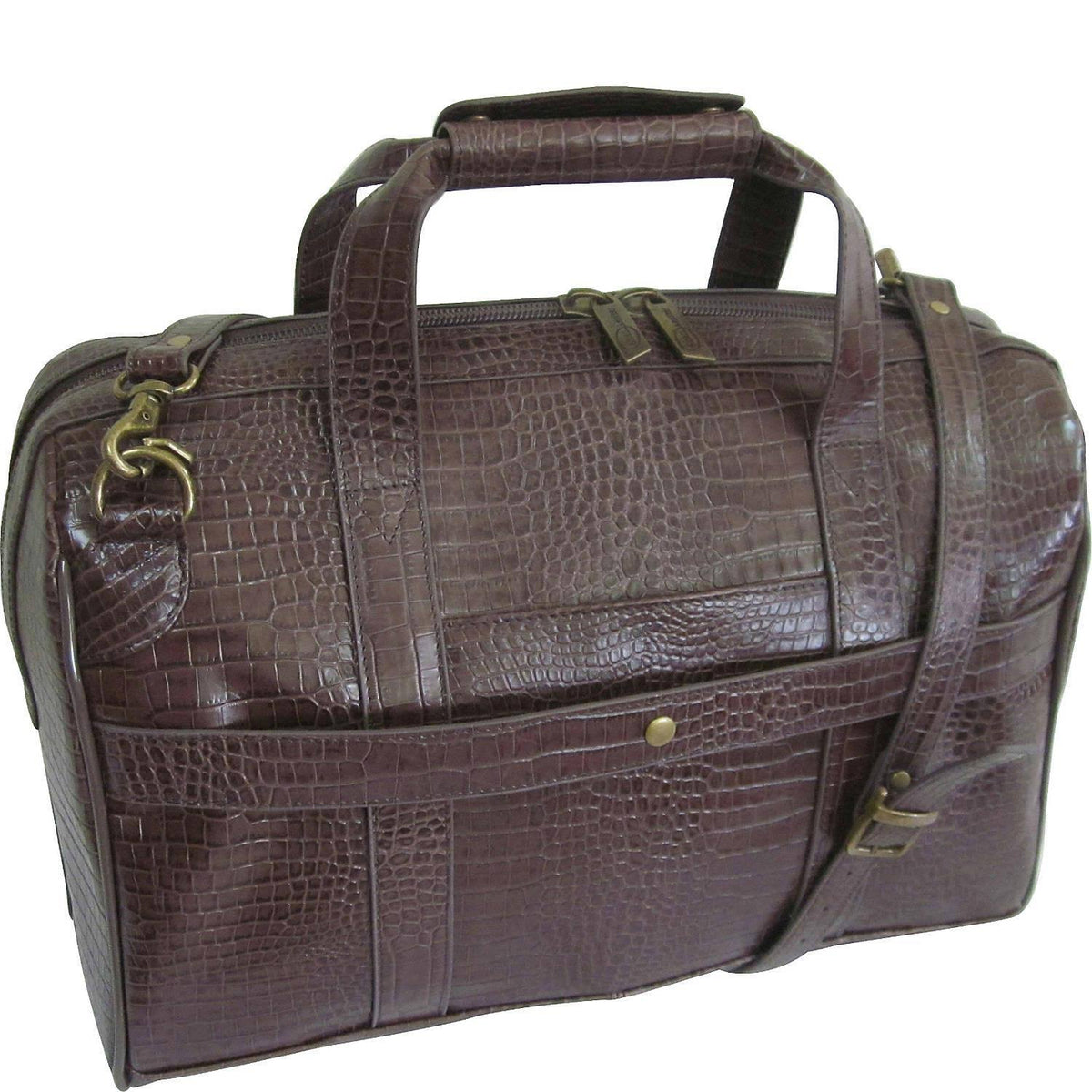 Brown Leather Carry-On Weekend Duffel U748298