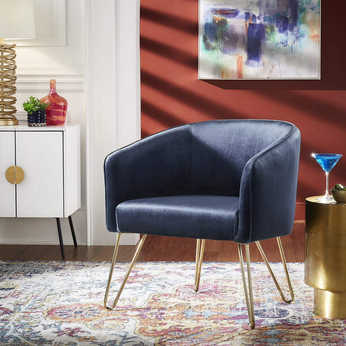 Dark Blue Velvet Accent Chair H903