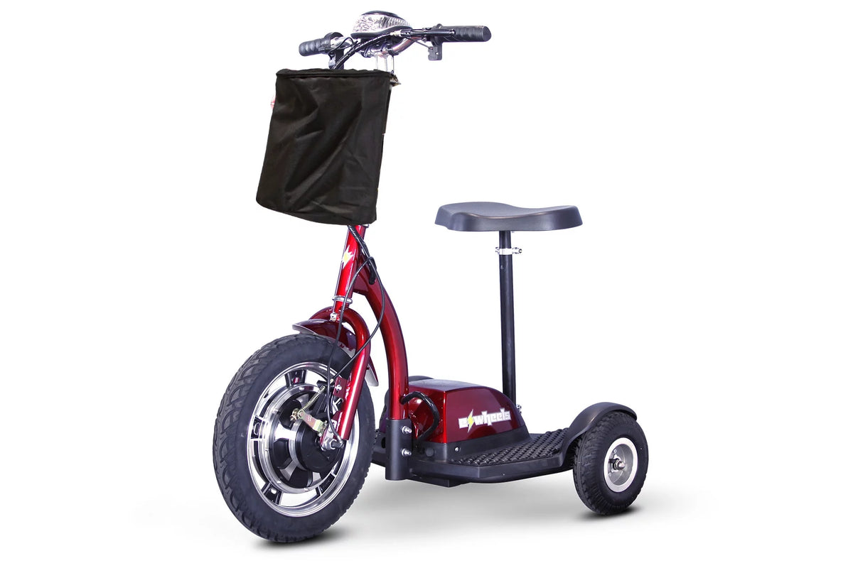Red Stand/Ride Mobility Scooter with Folding Tiller E9361