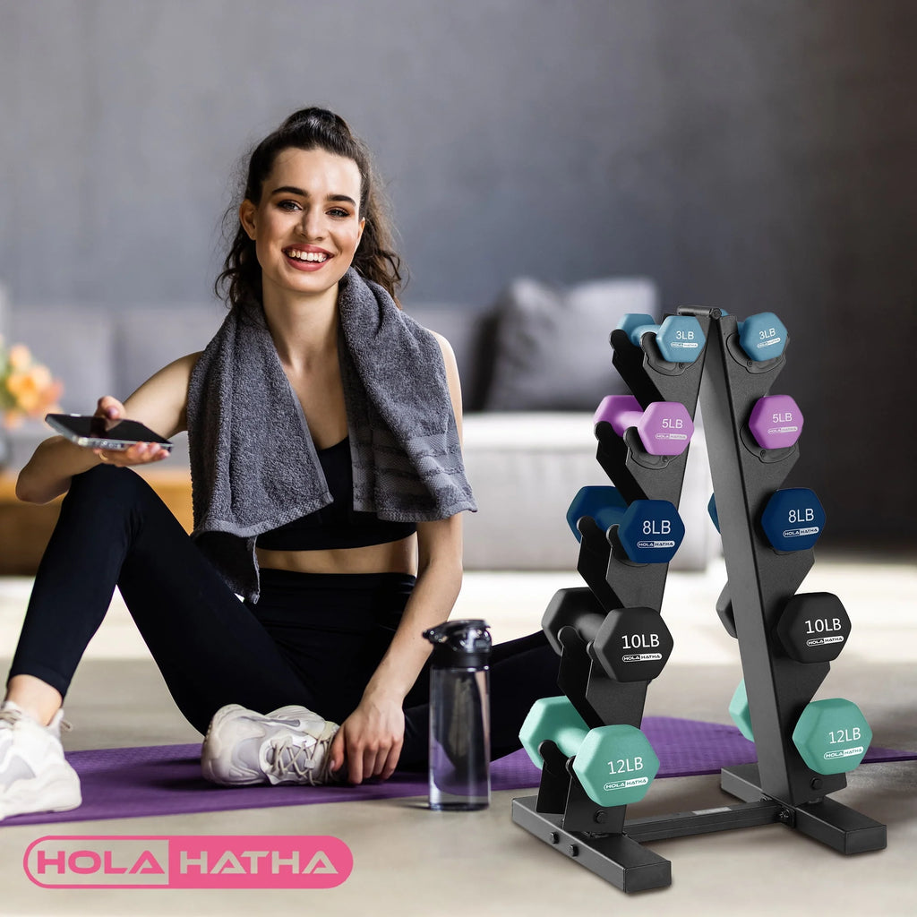 Neoprene Dumbbell Weight Set with Rack M59596