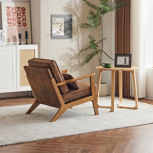 Brown Accent Chair with Lumbar Pillow V4145