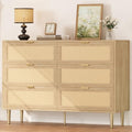 Oak 5 Drawer Rattan Wood Dresser U77548