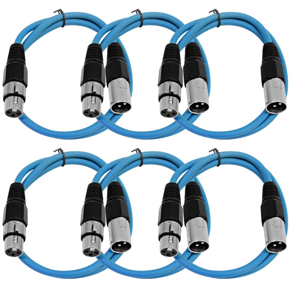 25' XLR Male to XLR Female Microphone Cables 6 Pack Y40741