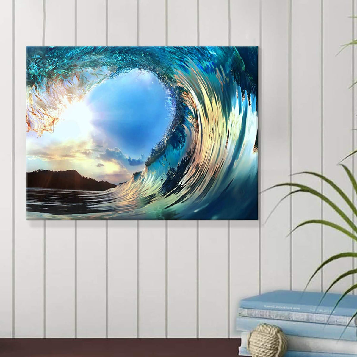 Rolling Ocean Waves Tropical Seascape Sunset Wall Art F6507