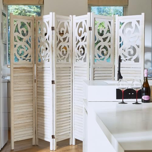 4 Panels Wood Carved Folding Room Divider O59066