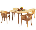 Grade-A Teak 5 Pc Outdoor Dining Set with 52" Round Table and 4 Arm Chairs W1580