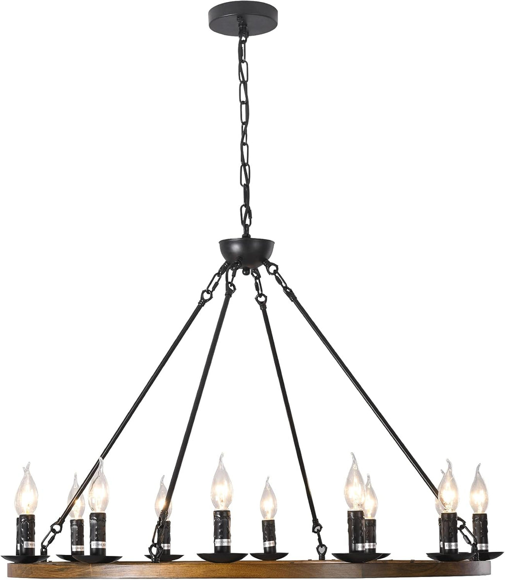 12-Lights Bronze Wagon Wheel Chandelier X54127