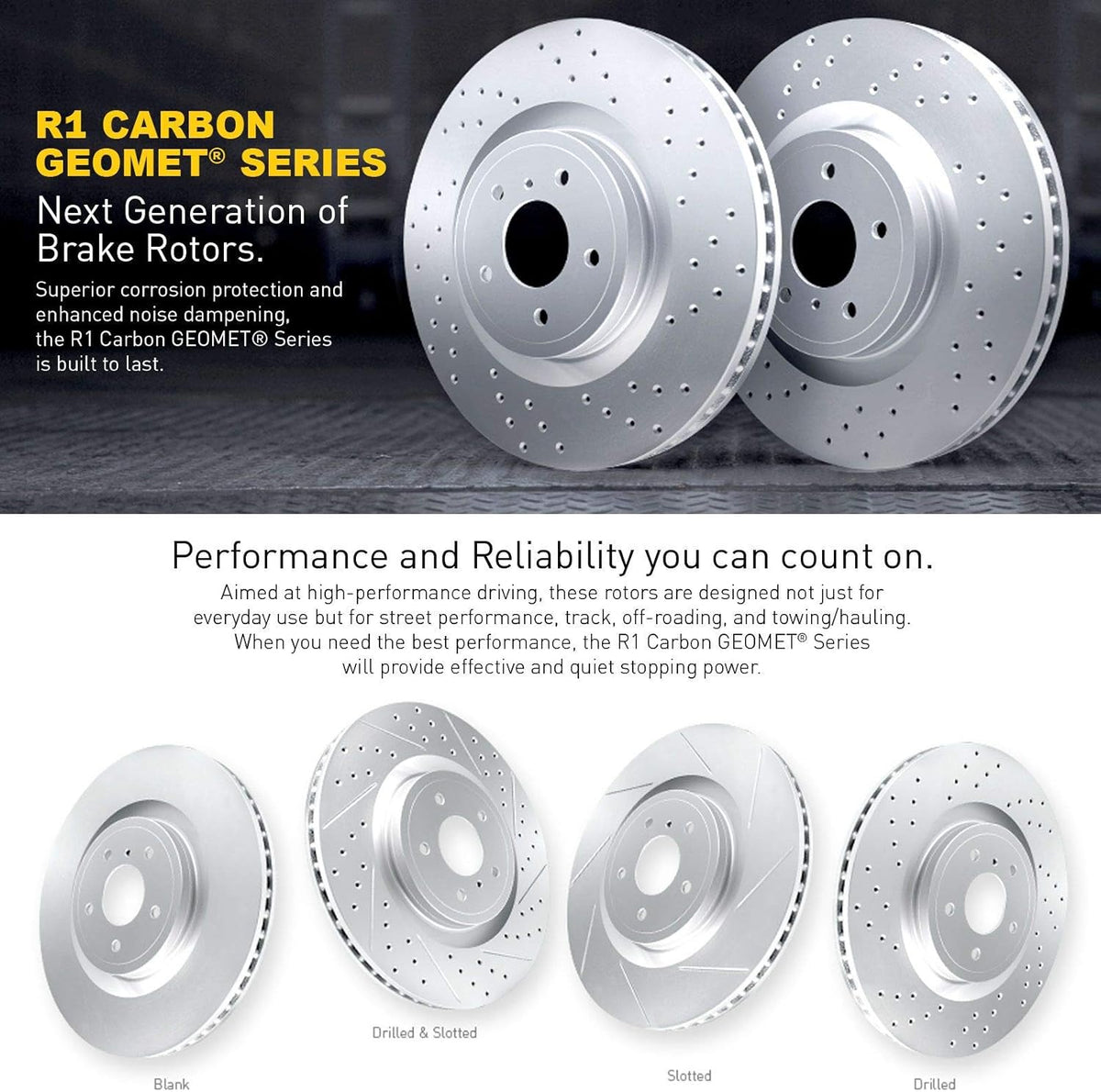 Carbon Series Cross Drilled Brake Rotors with Ceramic Brake Pads C24763