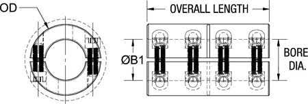 Rigid Shaft Coupling, Clamp, 3x22 L H83866