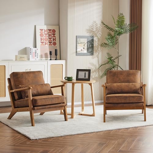 Brown Accent Chair with Lumbar Pillow V4145