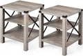 Set of 2 Rustic End Table with Storage Shelf E3215