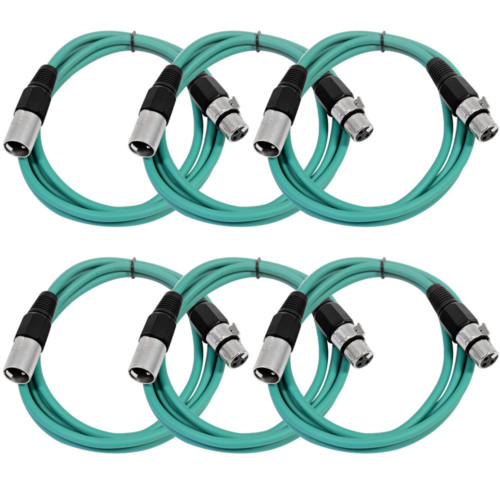 25' XLR Male to XLR Female Microphone Cables 6 Pack Y40741