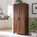 32'' Dark Rustic Oak Storage Cabinet with Adjustable Shelves B653