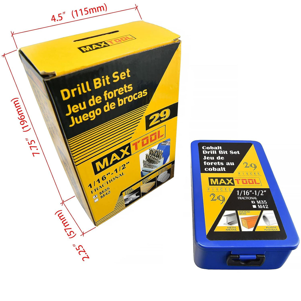 29 Piece Cobalt HSS M35 Twist Drill Bit Set T8597