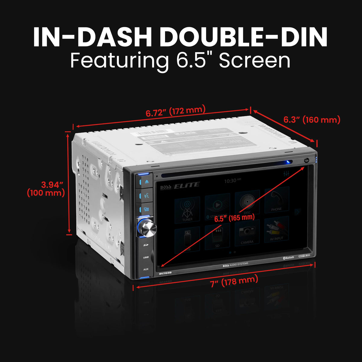 Restored 6.5 Inch Double Din Touchscreen Car Audio Stereo System with Bluetooth Q5459