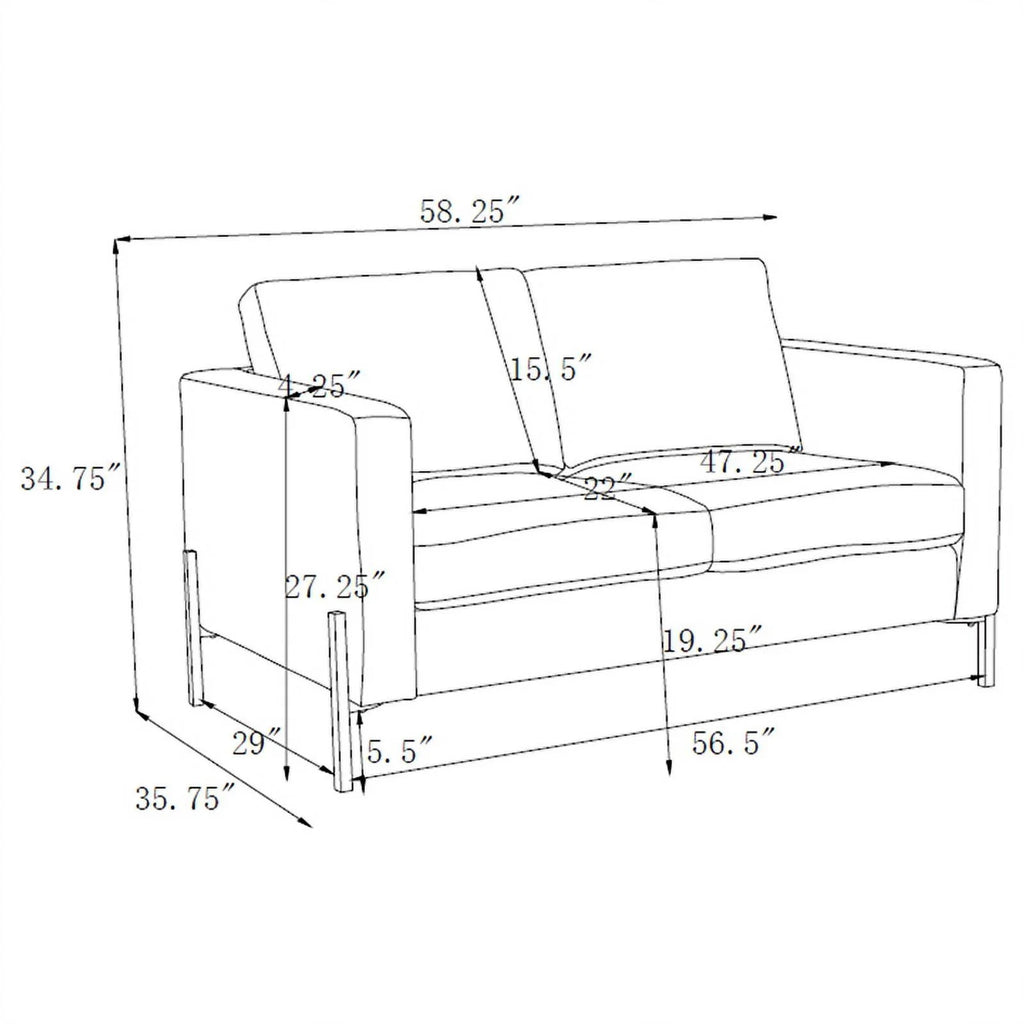 Sage Upholstered Fabric Loveseat with Track Arms I5663