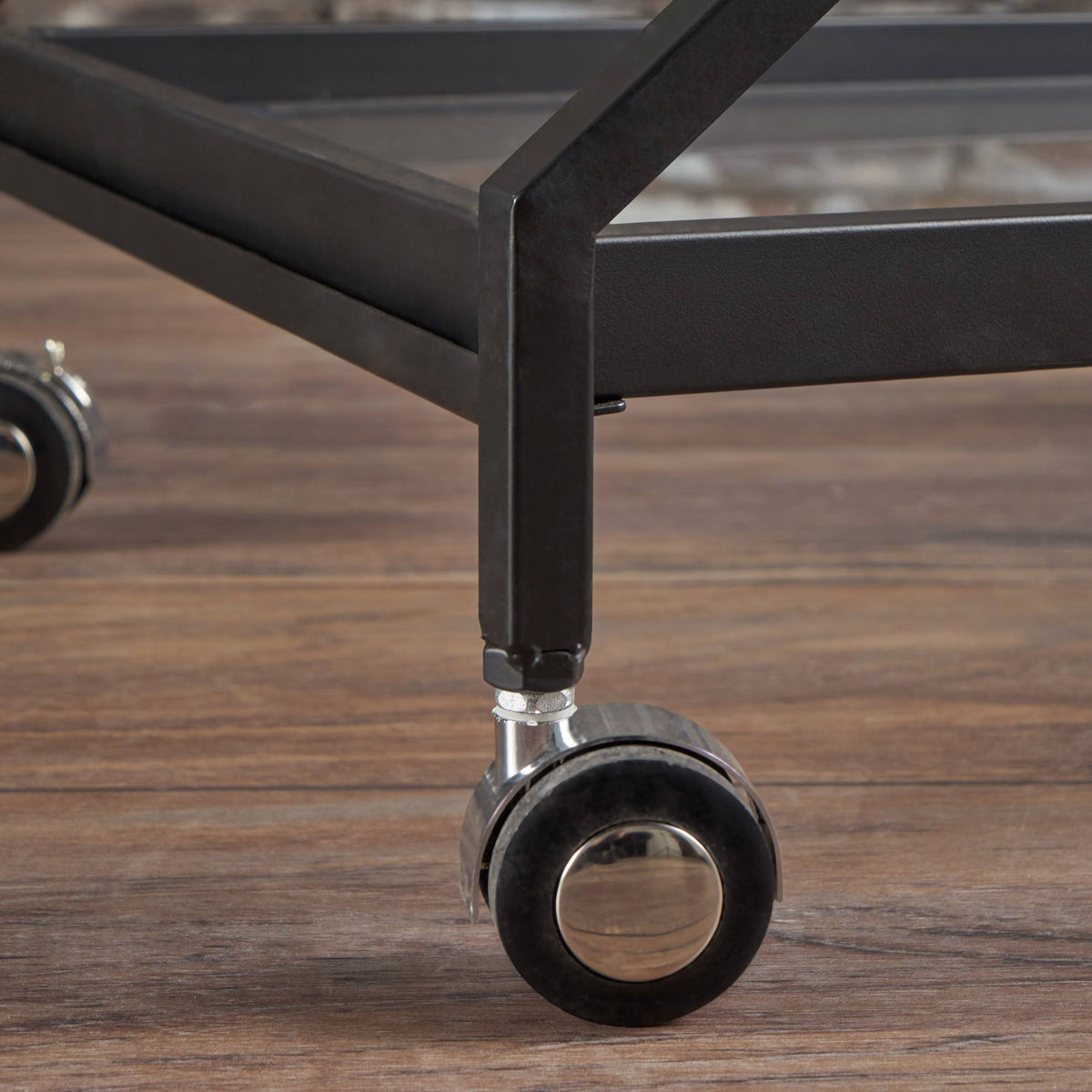 Black Tempered Glass Iron Bar Cart K586300