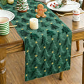 Christmas Table Runner Green Soft Plush Faux Fur Jacquard 13x72 Inch O297291