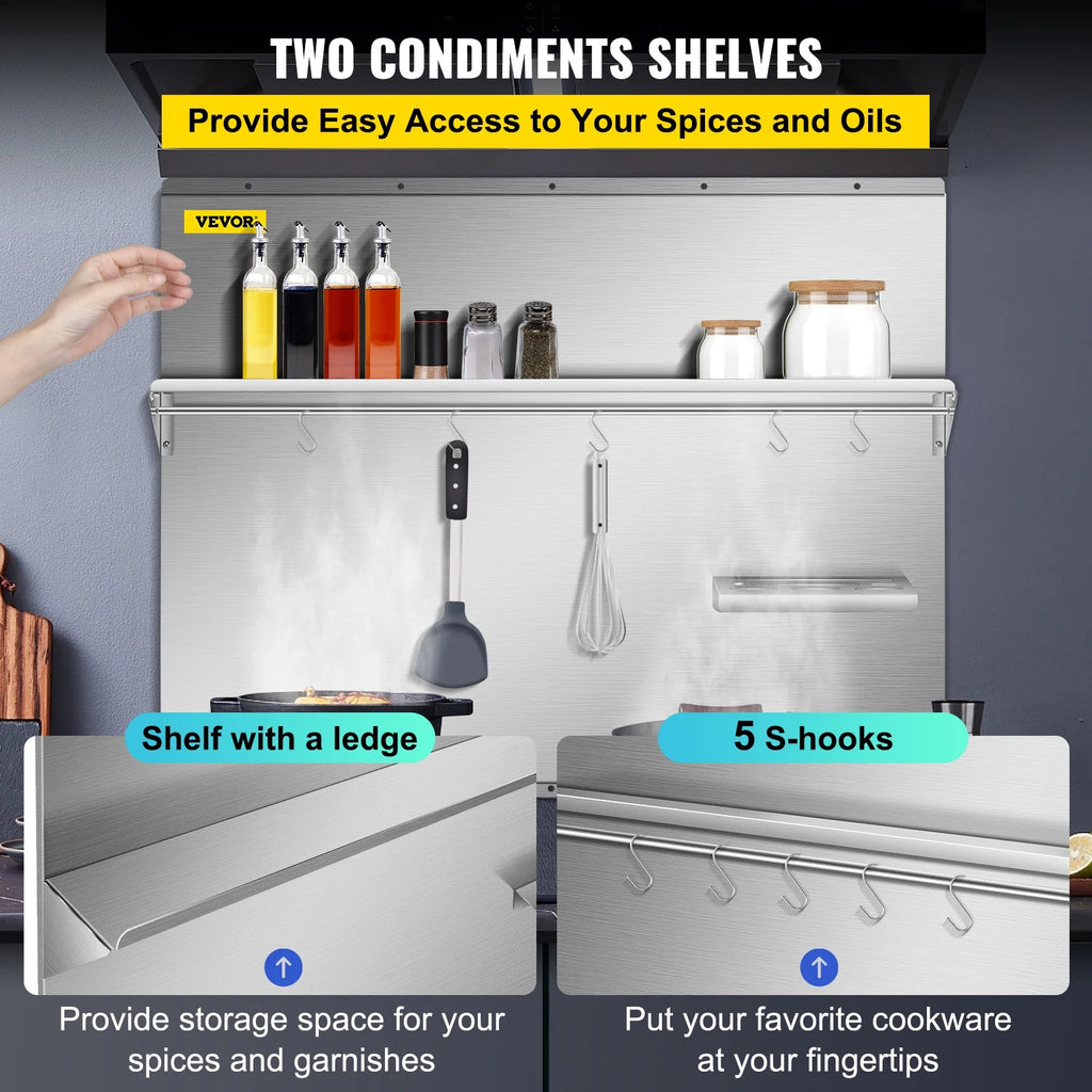 Stainless Steel Range Backsplash with Shelf R788579