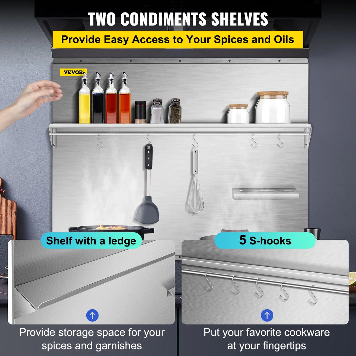 Stainless Steel Range Backsplash with Shelf R788579