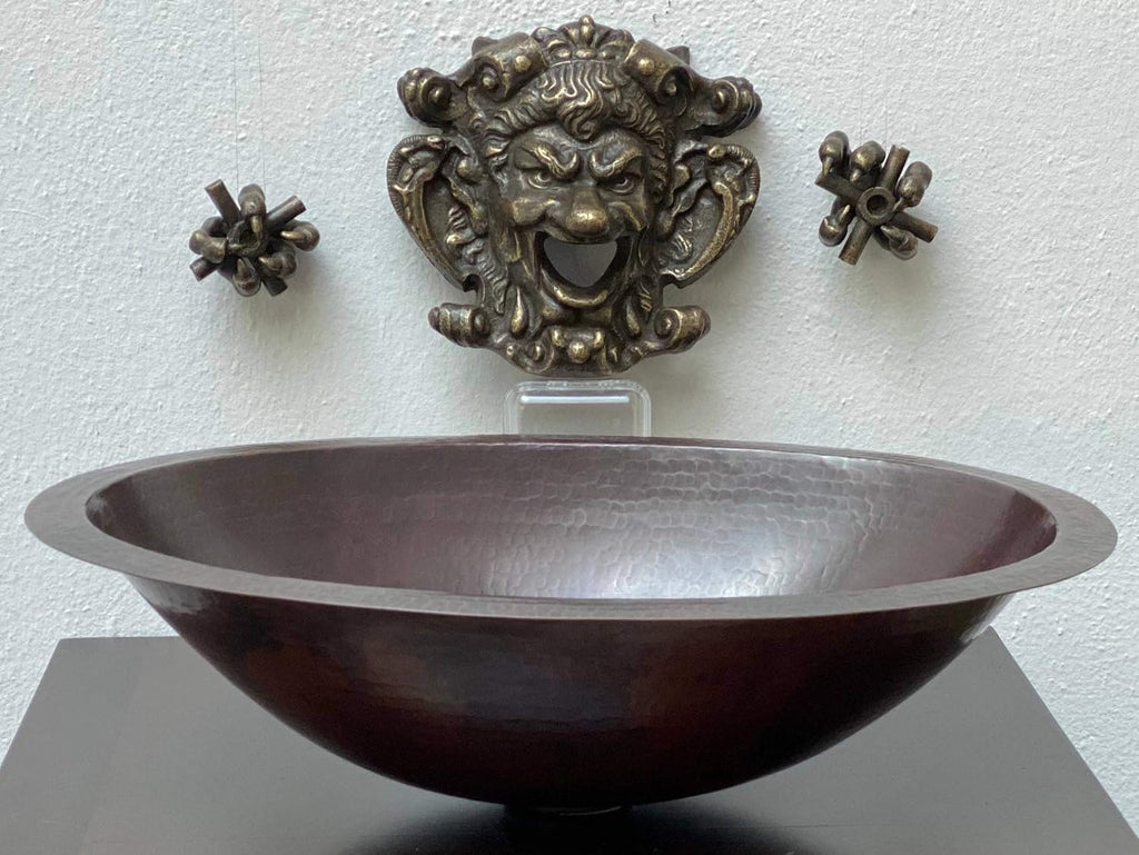 19 x 14 Oval Copper Bathroom Sink Hand Hammered Dual Mount T275