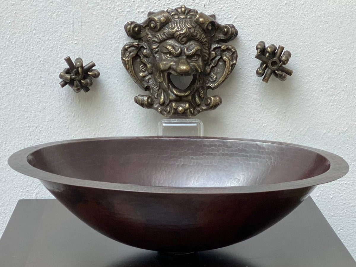 19 x 14 Oval Copper Bathroom Sink Hand Hammered Dual Mount T275