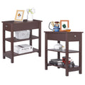 Set of 2 3-Tier Brown Side Table T10859