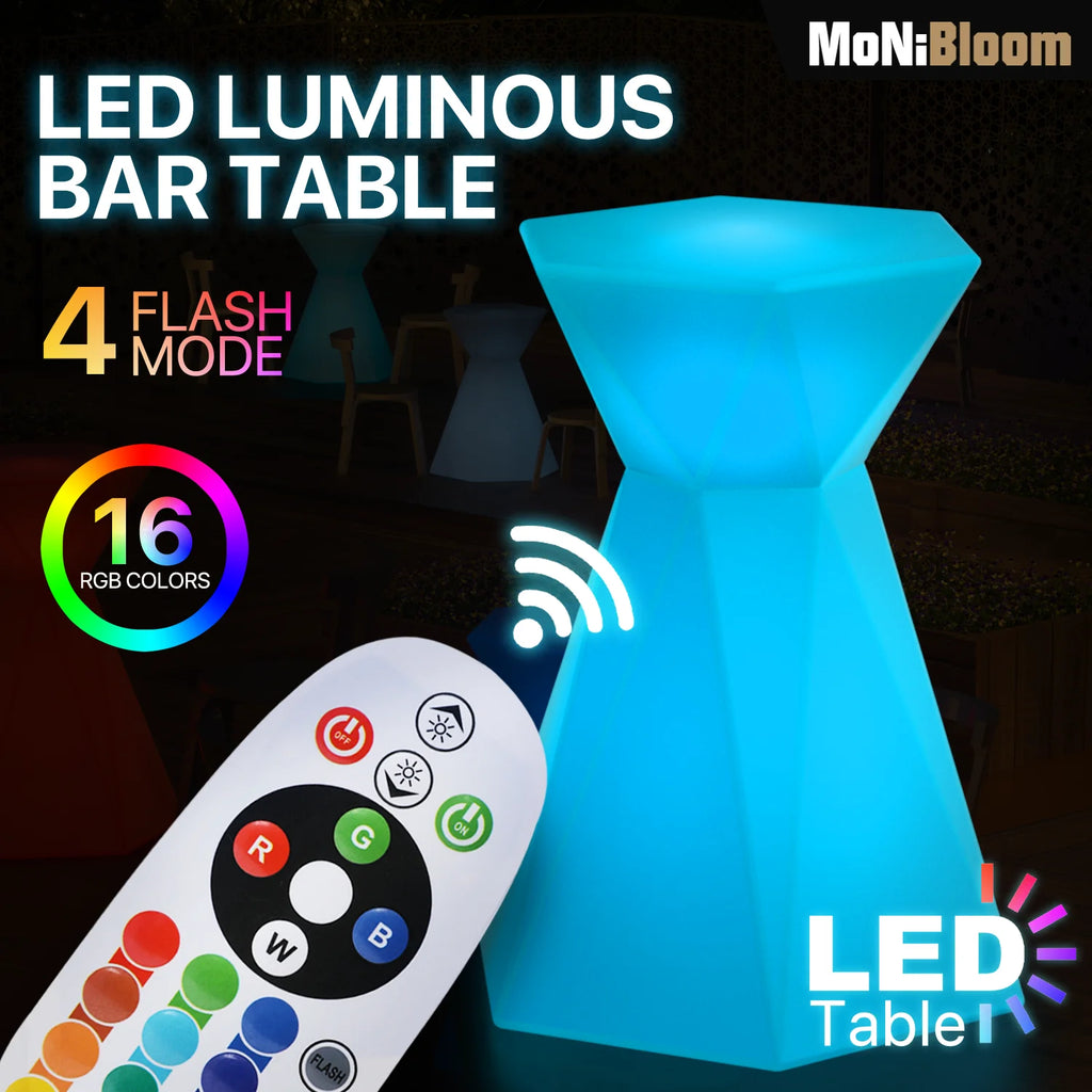 Hexagonal LED Light Up Bar Table with Remote Control S7964