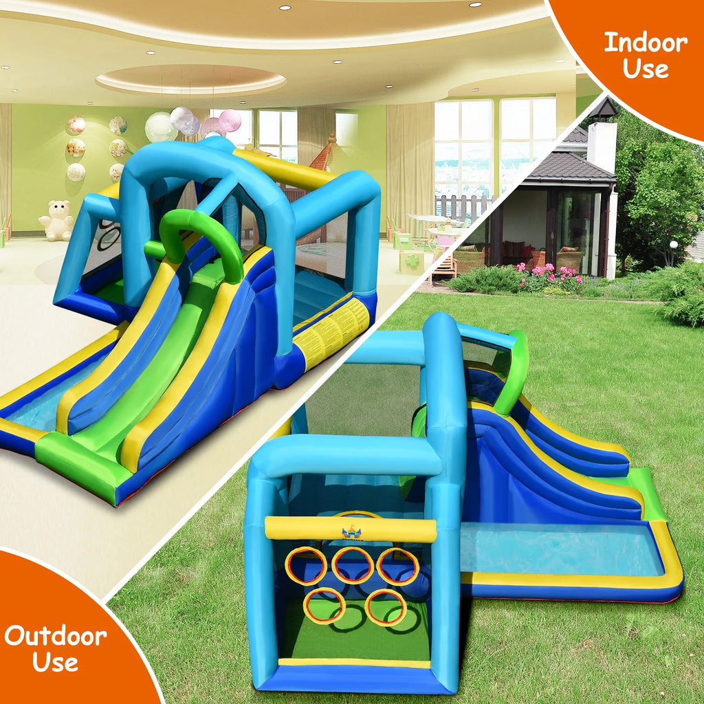 Inflatable Bouncer Climbing Bounce House Kids Slide Park Ball Pit with 550W Blower H339919