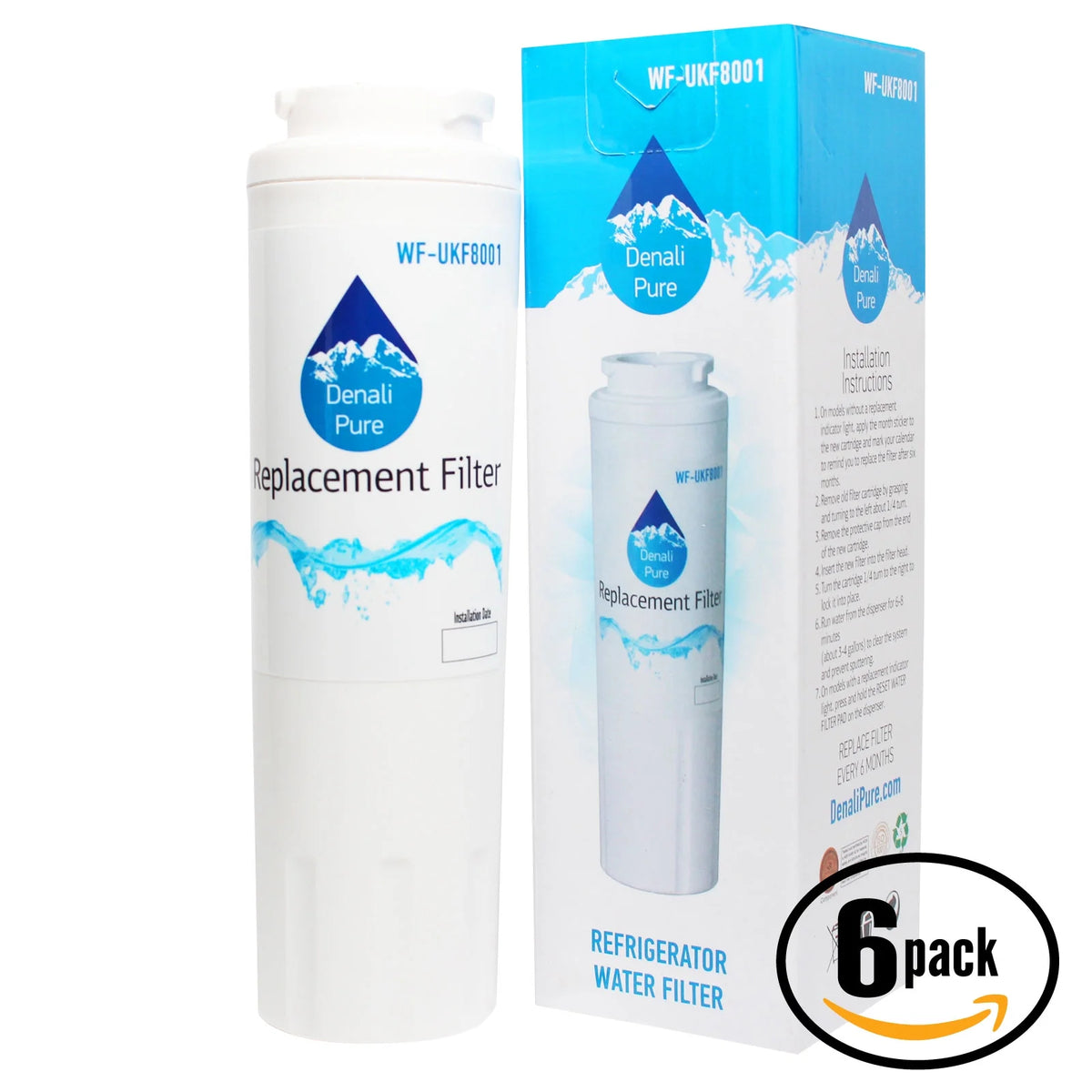 6-Pack Replacement Refrigerator Water Filter Cartridge A66551
