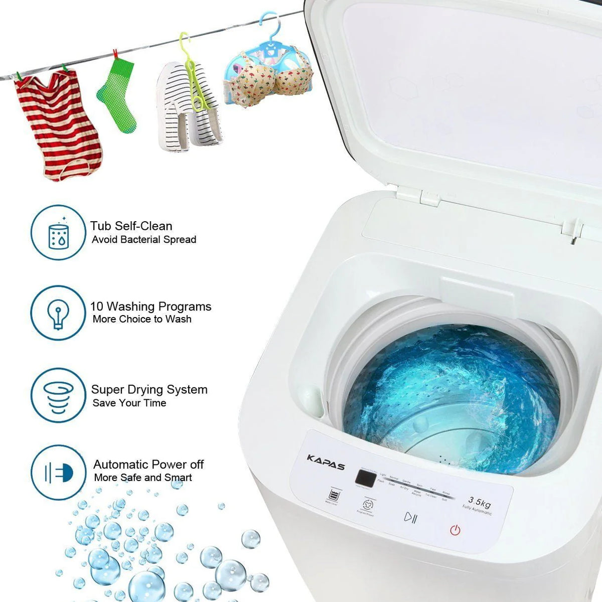 Fully Automatic 2-in-1 Compact Washing Machine 8 lbs Top Load D409447