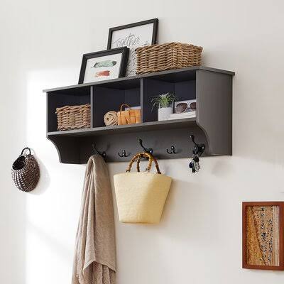 Gray Hook Wall Mounted Coat Rack with Storage H9931