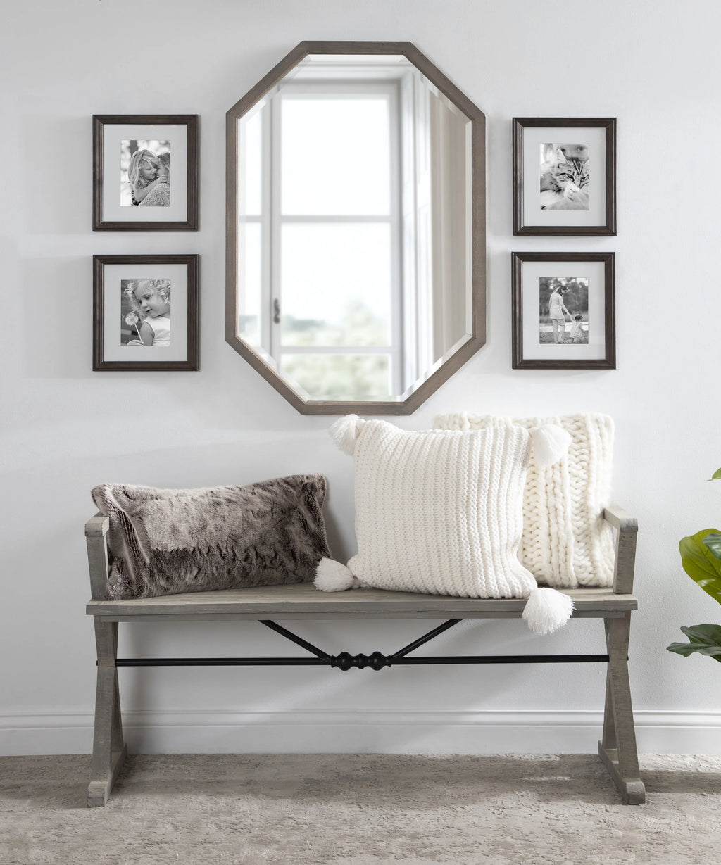 Octagon Wall Mirror, Gray 24x36 C43091