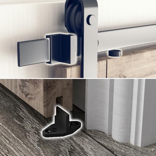 6.8FT Sliding Barn Door Hardware Kit with Track Kit, Pull Handle Set and Floor Guide O296