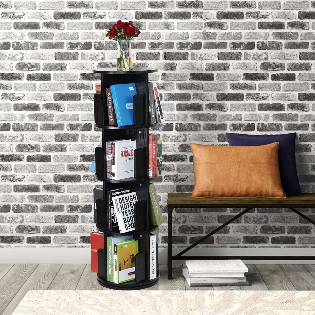 Dark Walnut Rotating Bookshelf N710836