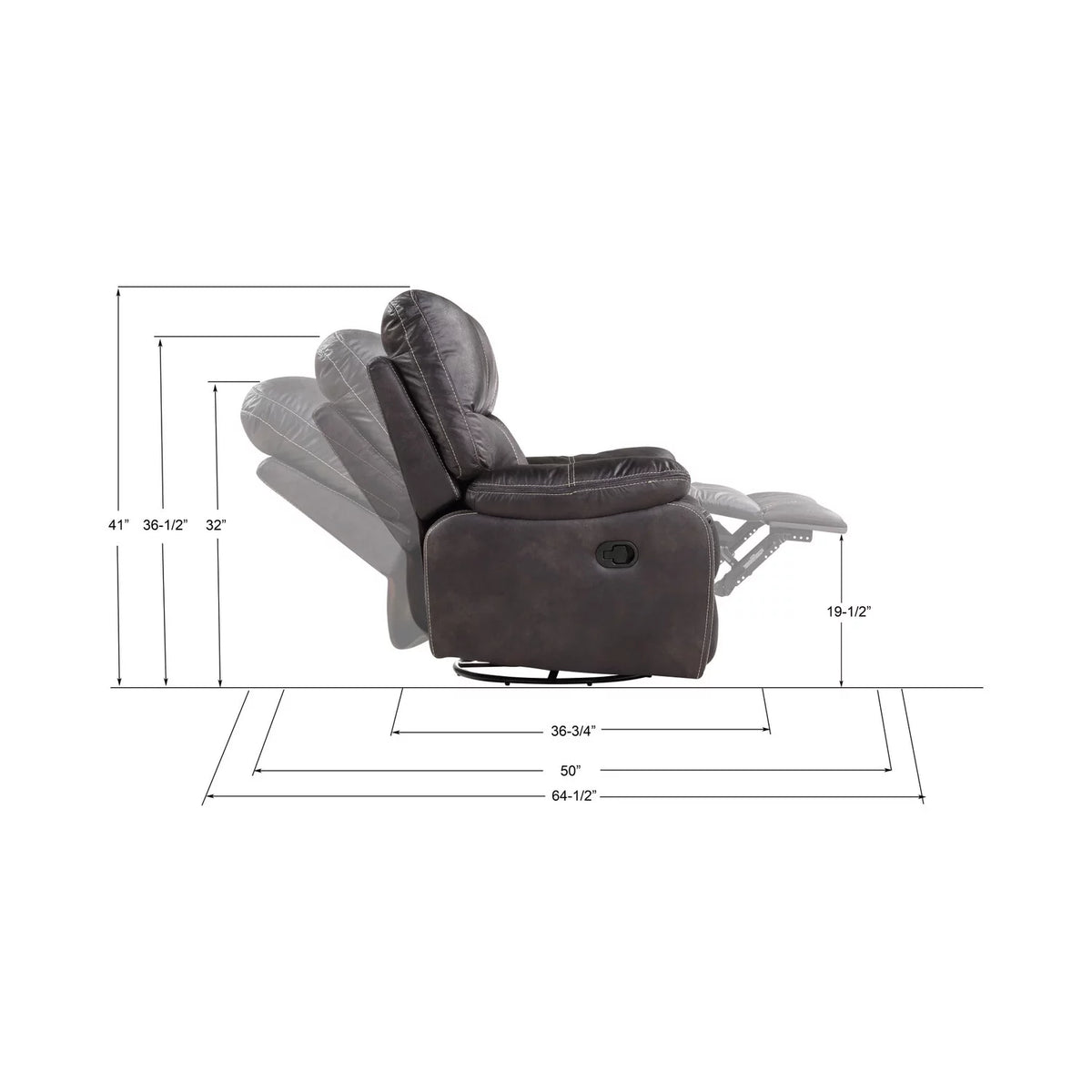 Dark Gray Swivel Reclining Glider G300