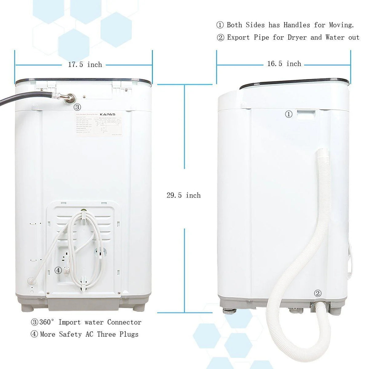 Fully Automatic 2-in-1 Compact Washing Machine 8 lbs Top Load D409447