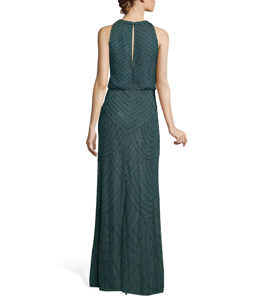 Beaded Keyhole Back Halter Gown O432616