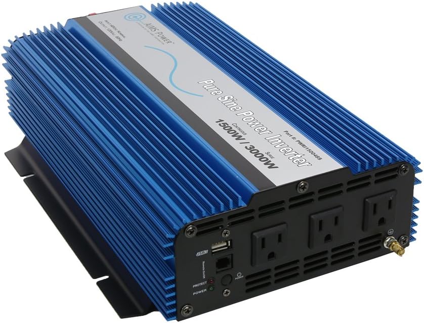 48V Pure Sine Inverter, 1500W Continuous Power, 3000W Surge Power, USB Port, Triple AC Receptacles R6845
