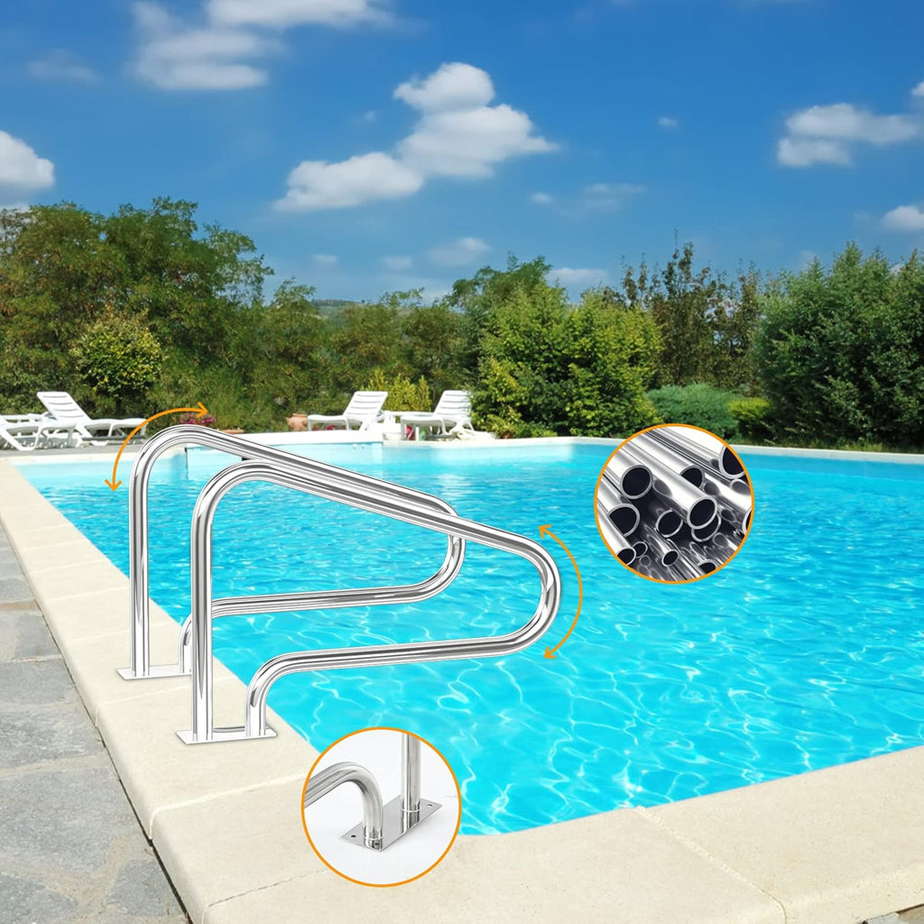 Stainless Steel Pool Hand Rail with Base Plate W1017