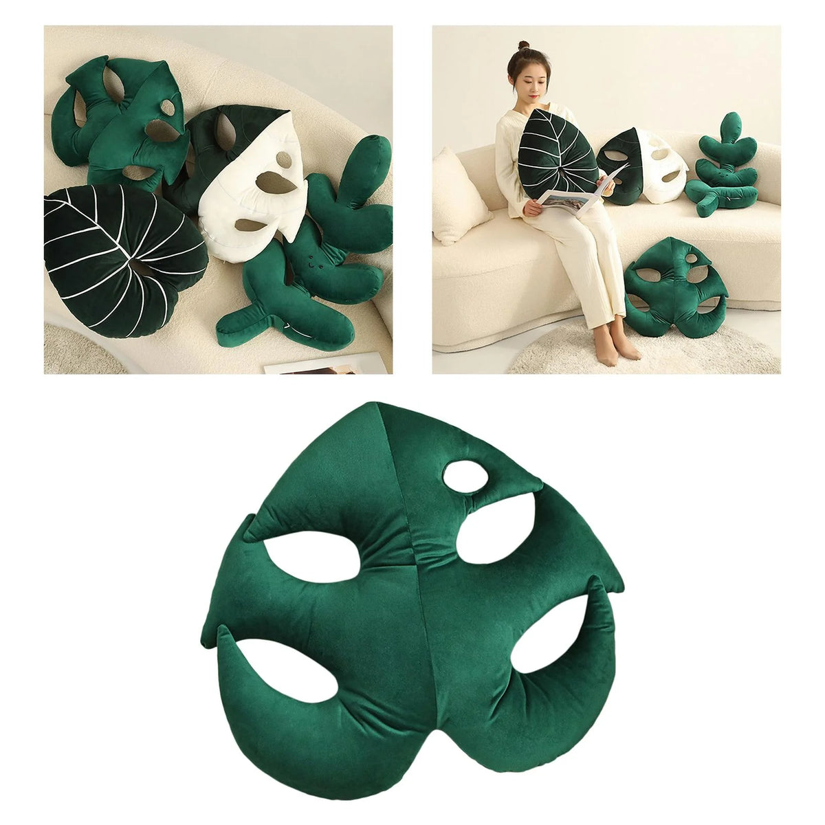 Green Plant Leaf Shaped Throw Pillow V364008