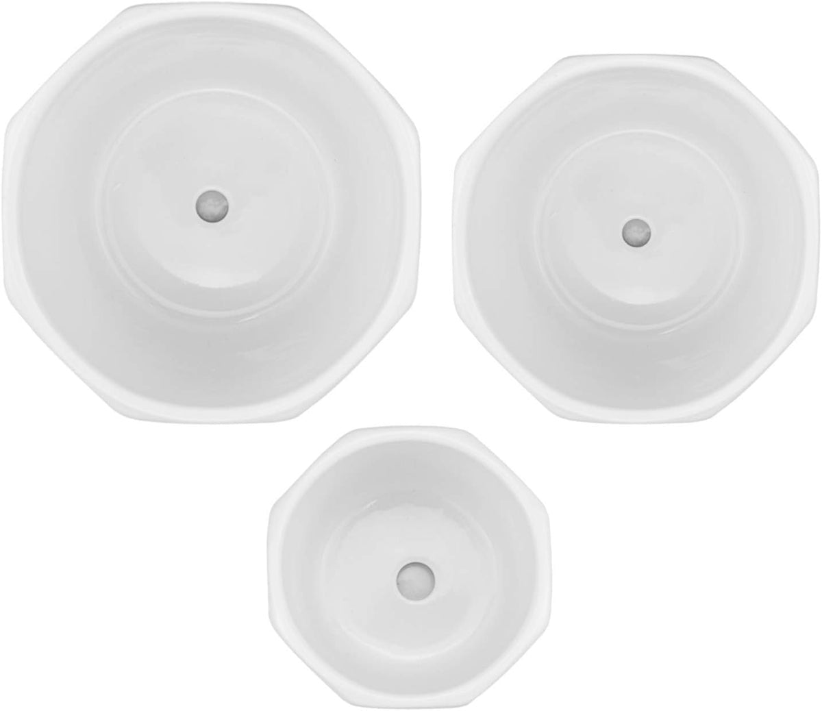 Set of 3 White Ceramic Plant Pots with Saucer Y481