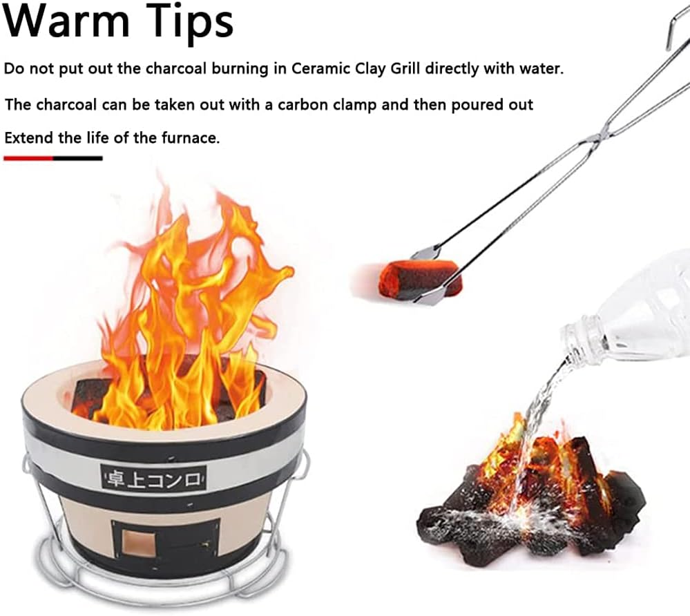 Japanese Ceramic Clay Charcoal BBQ Hibachi Grill Z967179