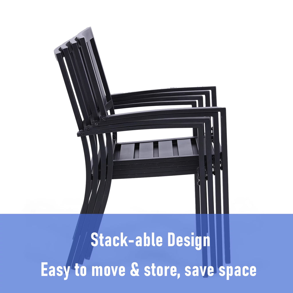 7-Piece Outdoor Dining Set for 6-Person Black L18042