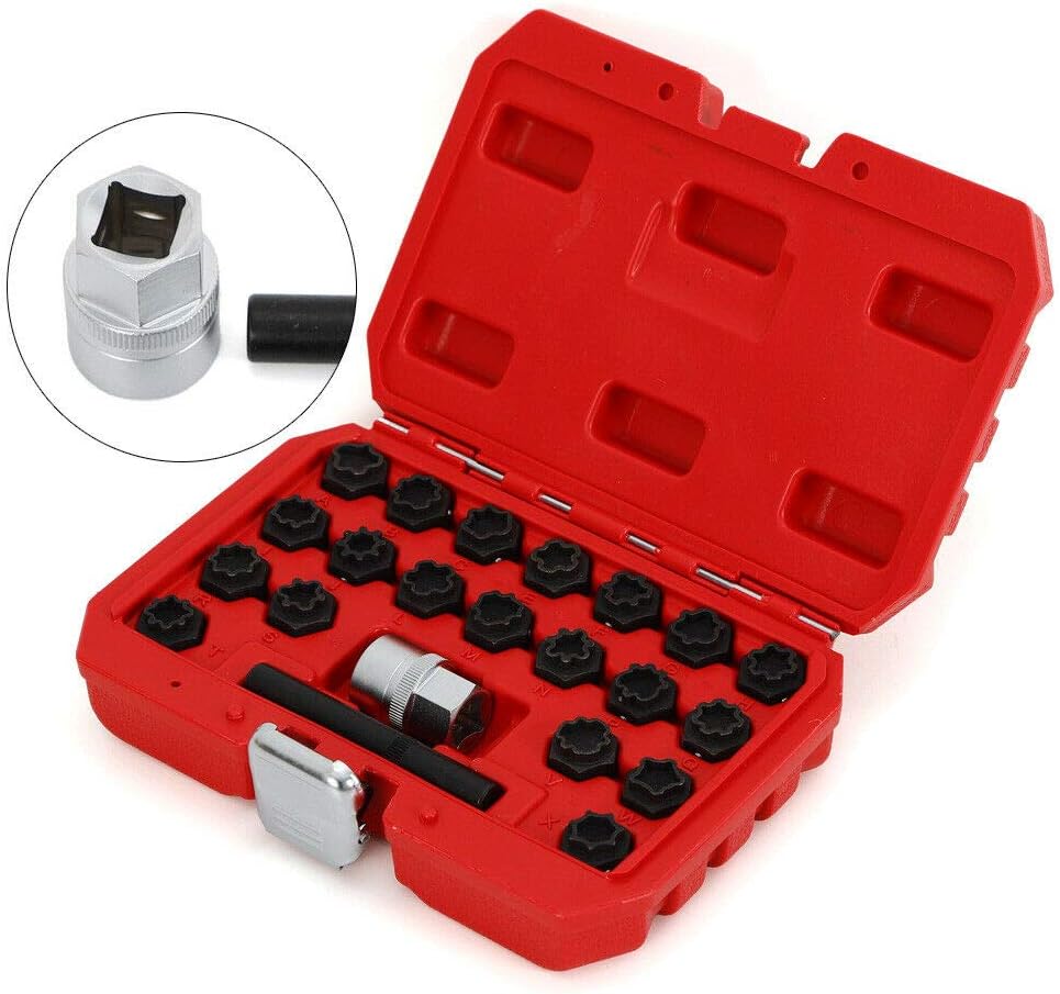 22Pc Wheel Locking Key Anti-Theft Lug Nut Removal Set E785
