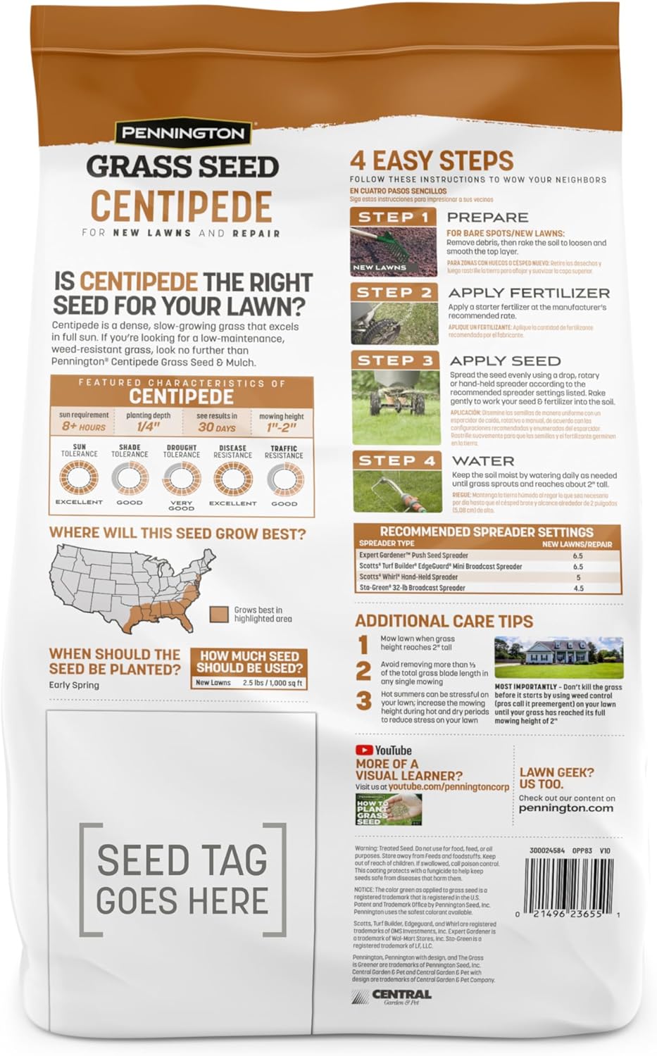 Centipede Grass Seed & Mulch 5 LB R607