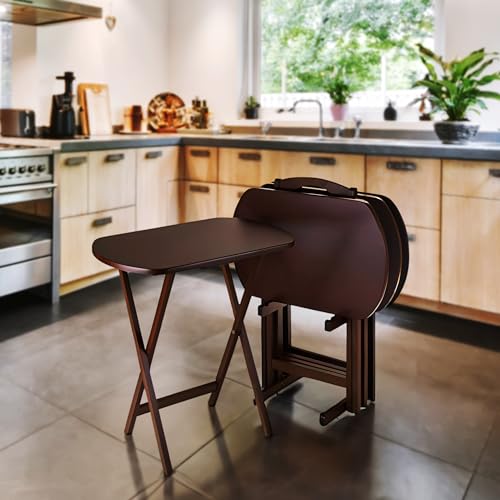2-Piece Lacquered Wooden Snack Table Set W45658
