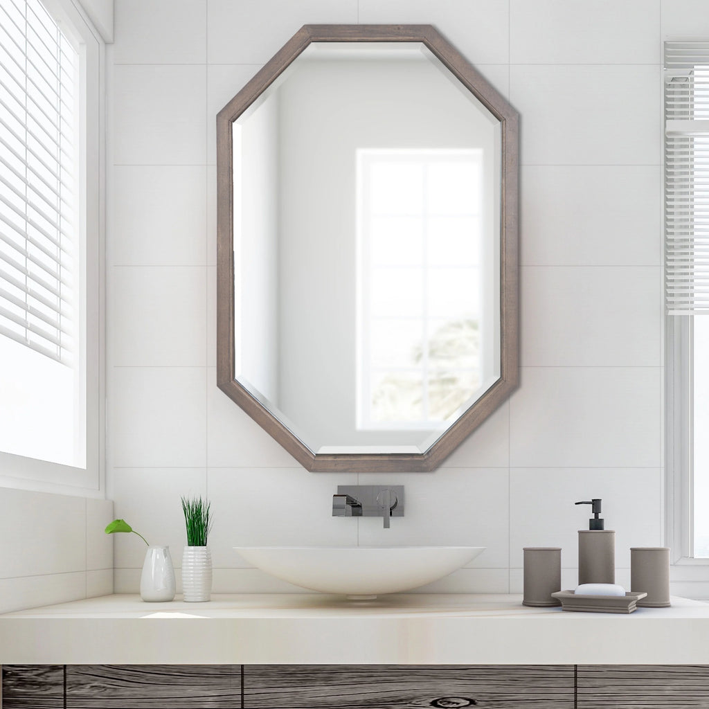 Octagon Wall Mirror, Gray 24x36 C43091