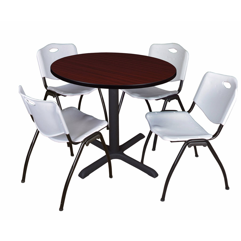 42x22 Round Breakroom Table & 4 Stack Chairs O1586