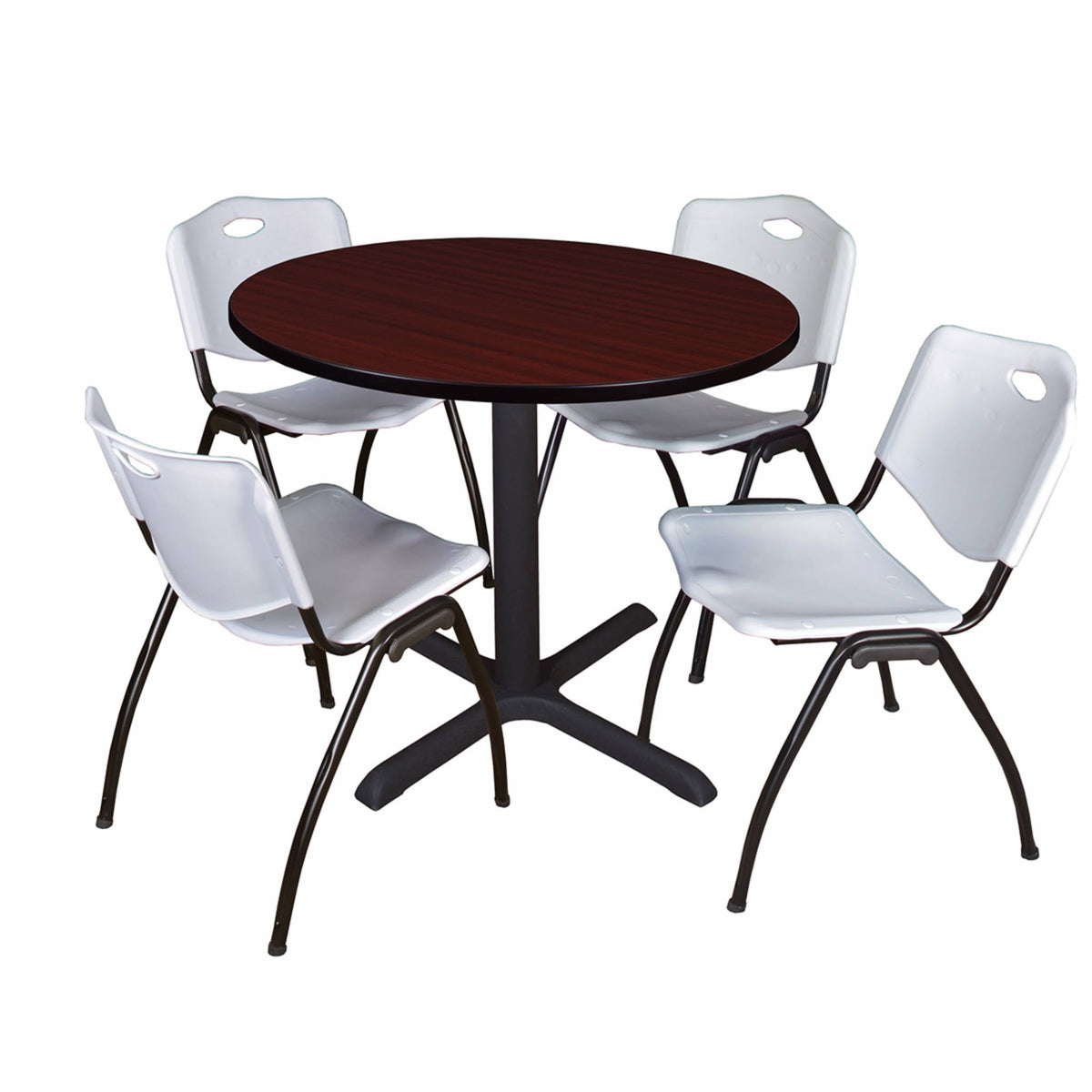 42x22 Round Breakroom Table & 4 Stack Chairs O1586